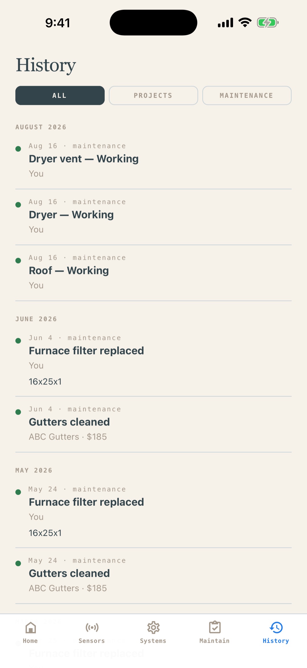 Ledrix Home — the living record of maintenance and projects